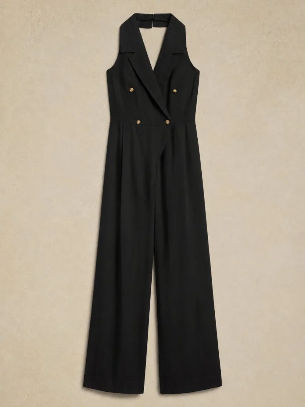 Banana Republic Linen-Blend Collard Jumpsuit Black 0 #A3562